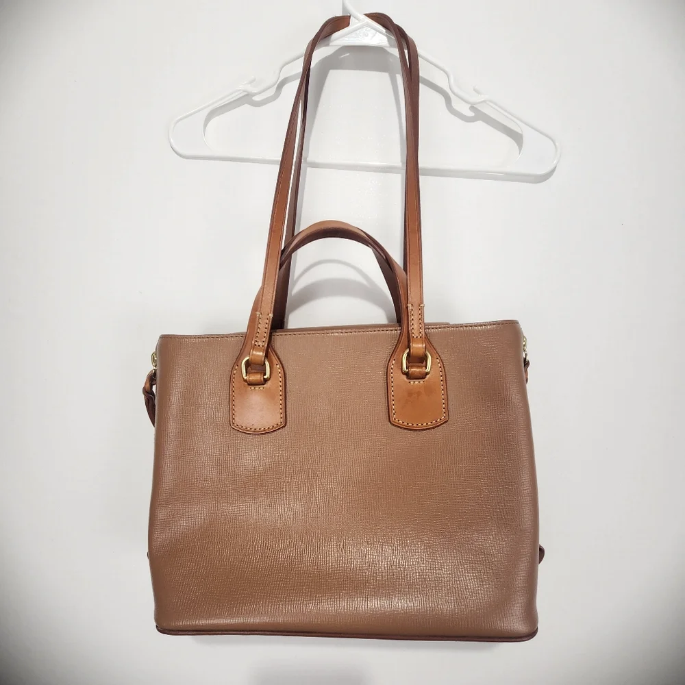 Dooney & Bourke Morgan Saddle Tan Leather Handbag With Coin Wallet
